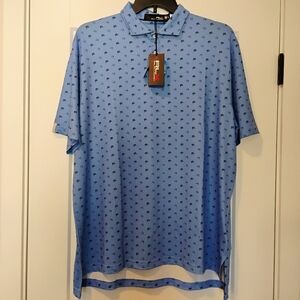 NWT XL Ralph Lauren RLX Swordfish Print Blue Short Sleeve Active Polo Shirt NEW